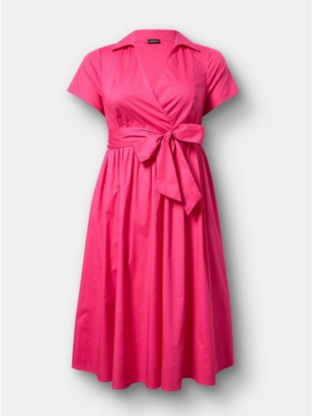 Torrid Cotton Poplin Surplice Midi Dress Size 00/US10 Beetroot Purple (Pink) NWT